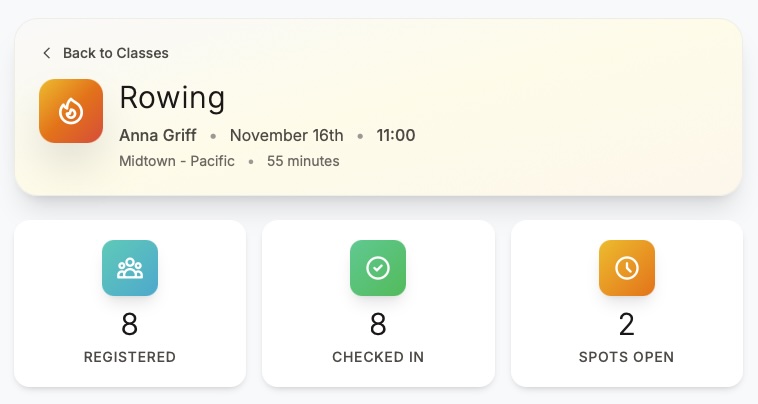 Class Overview - Registration stats and member details at a glance